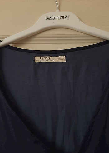 Bershka Kadın Lacivert V Yakalı Bluz - Görsel 3