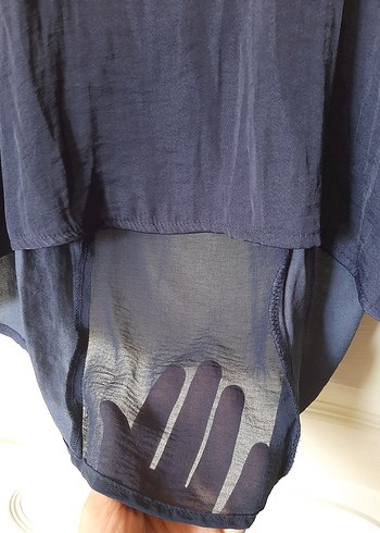 Bershka Kadın Lacivert V Yakalı Bluz - Görsel 5