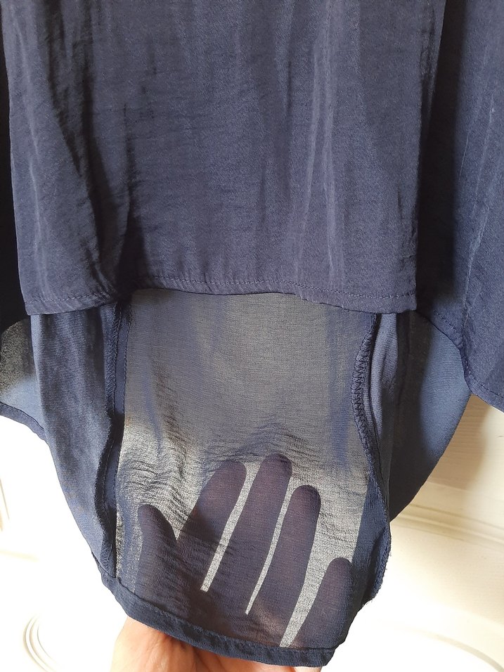 Bershka Kadın Lacivert V Yakalı Bluz - Görsel 5