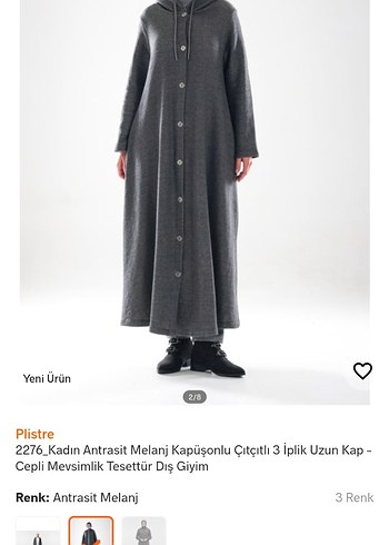 Antrasit Kapüşonlu Uzun Kadın Kap - Görsel 2