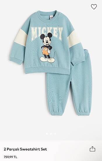 H&M Disney Mickey Mouse Alt&Üst Takım