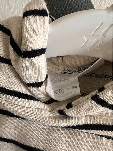 9-12 Ay Beden beyaz Renk Zara Çizgili Sweatshirt