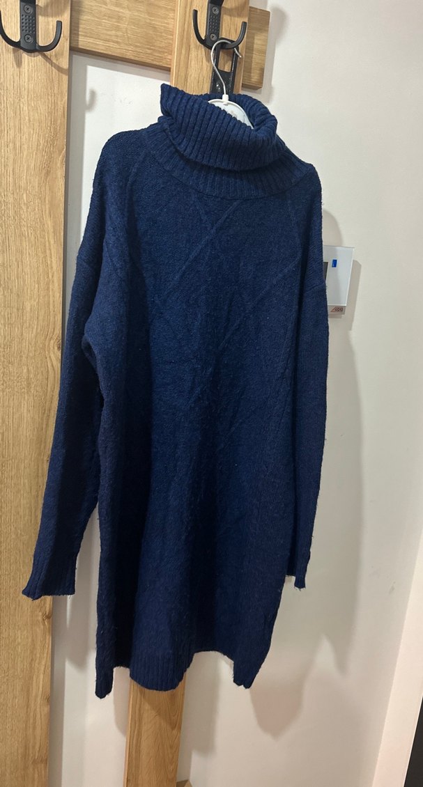 Kadın Lacivert Boğazlı Triko elbise - Görsel 4