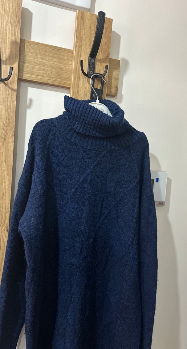 Kadın Lacivert Boğazlı Triko elbise - Görsel 3