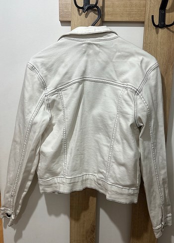 Beyaz Düğmeli Kadın Denim Ceket - Görsel 3