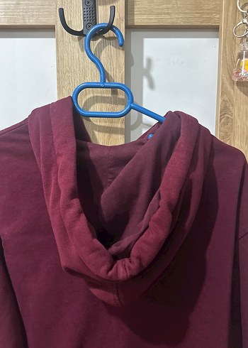 Bordo Kapüşonlu Kadın Sweatshirt - Görsel 4