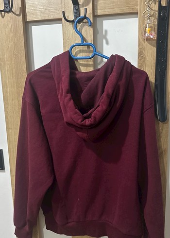 Bordo Kapüşonlu Kadın Sweatshirt - Görsel 3