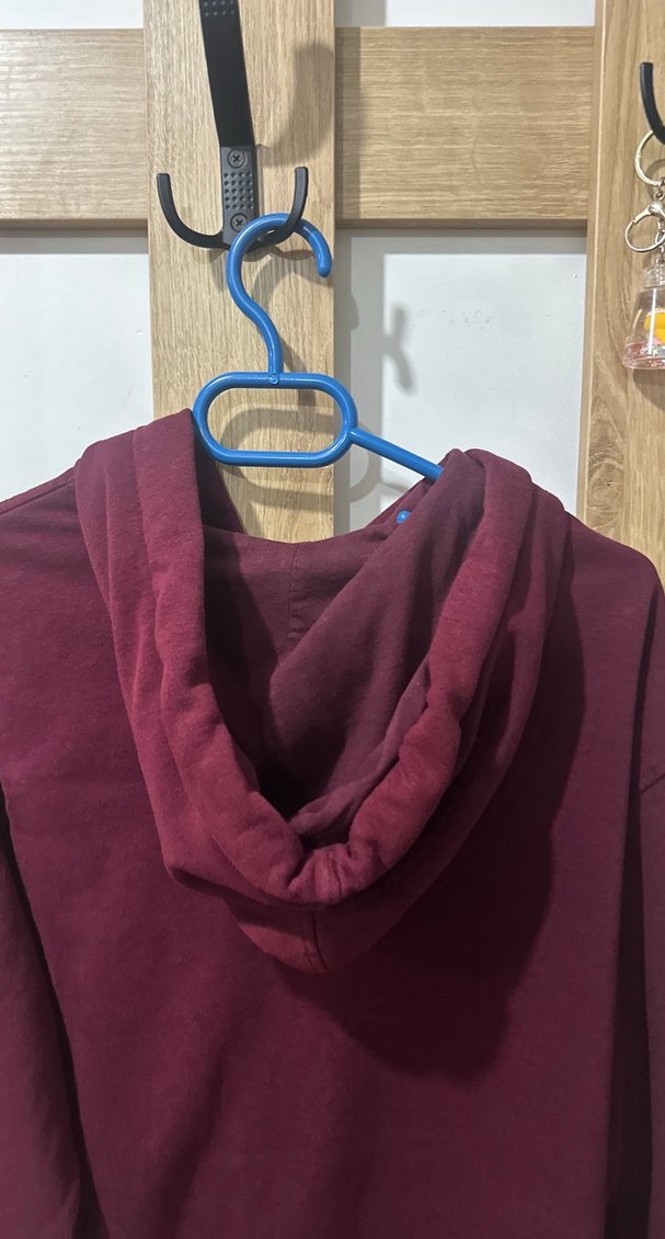 Bordo Kapüşonlu Kadın Sweatshirt - Görsel 4