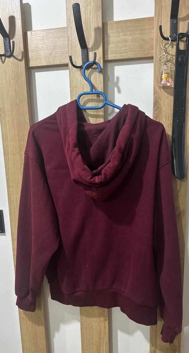 Bordo Kapüşonlu Kadın Sweatshirt - Görsel 3