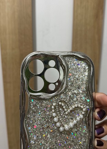 Beyaz Payetli Bohem Telefon Kılıfı - Görsel 3