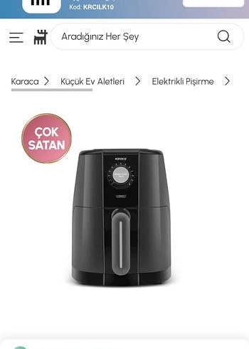 Karaca Siyah Elektrikli Fritöz airfryer