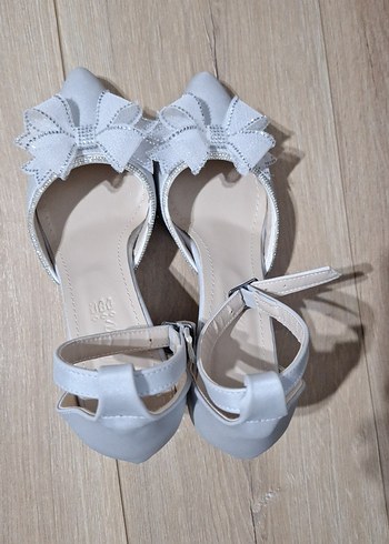 Beyaz Topuklu Kadın Abiye Ayakkabı - Görsel 6