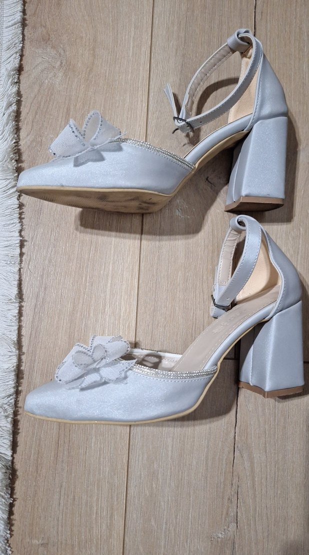Beyaz Topuklu Kadın Abiye Ayakkabı - Görsel 2