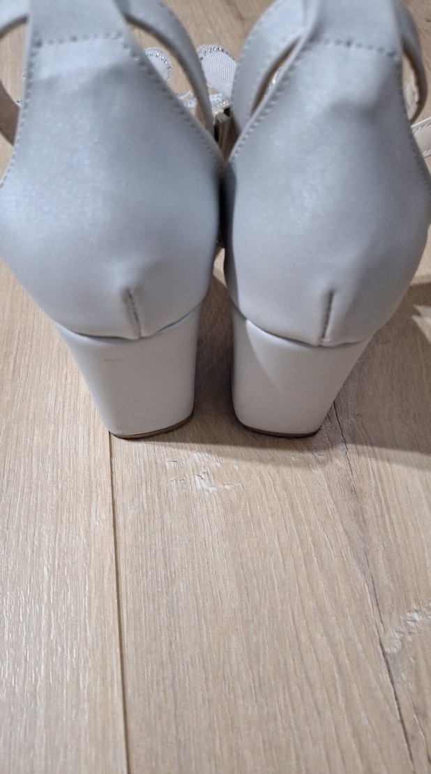 Beyaz Topuklu Kadın Abiye Ayakkabı - Görsel 4