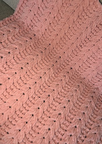 Puffy Pembe Örgü Bebek Battaniyesi - Görsel 3