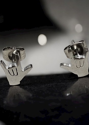 Gri Rock Punk Erkek Küpeleri(Unisex) - Görsel 2