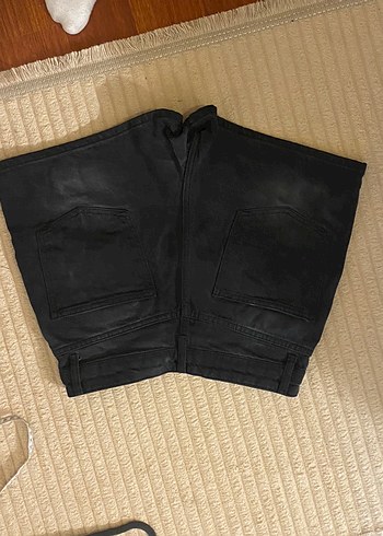 Siyah Loose Fit Mini Denim Şort - Görsel 3