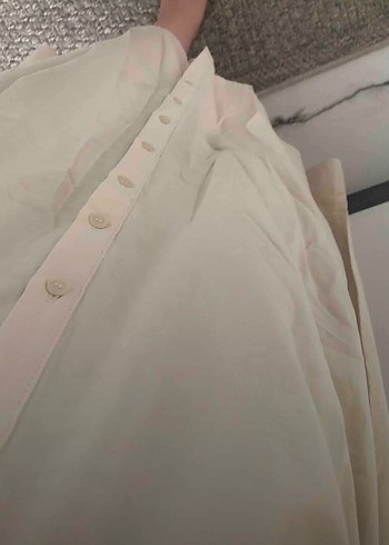 Bej Uzun Kollu Keten Kadın elbise - Görsel 4