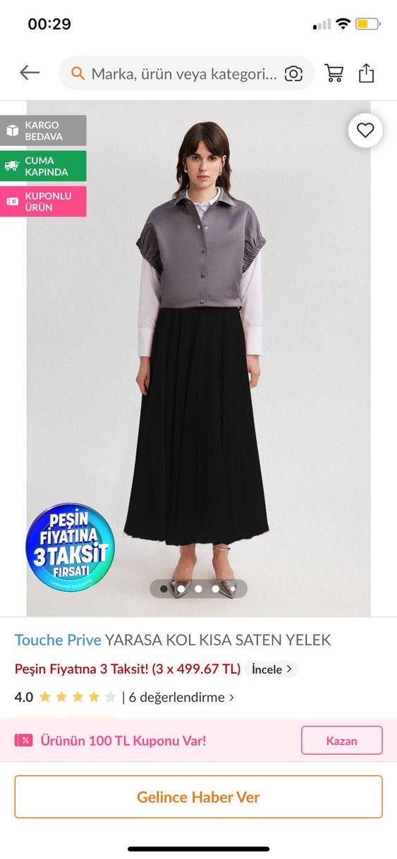 Saten şık Touche yelek - Görsel 3