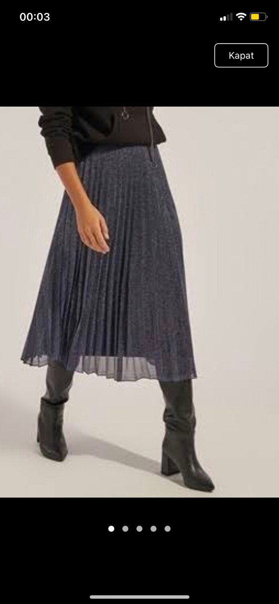 Siyah Pilili midi boy etek - Görsel 4
