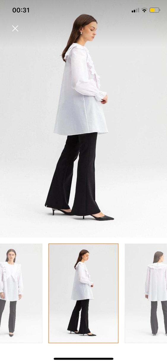 Beyaz Midi Kadın gömlek - Görsel 2