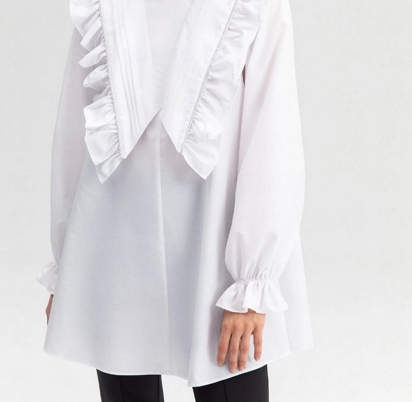 Beyaz Midi Kadın gömlek - Görsel 4