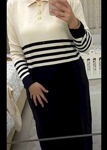 Siyah Yüksek Yakalı  Triko Elbise - Görsel 4