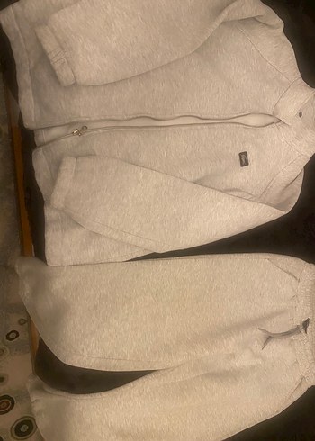 Gri Fermuarlı kadın Sweatshirt takım - Görsel 4