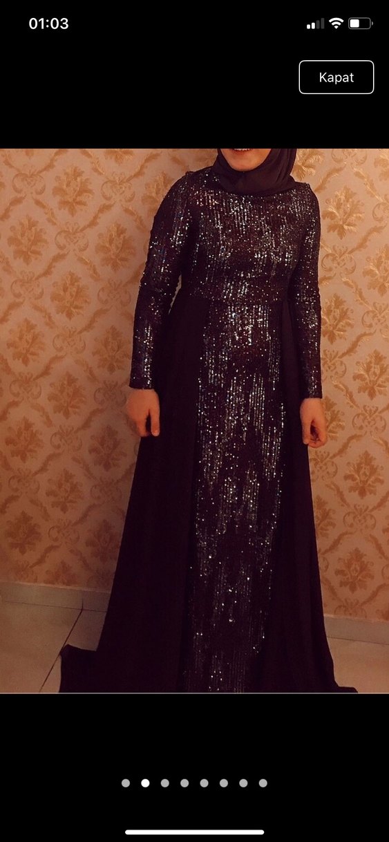 Uzun Siyah Drapeli Abiye Elbise - Görsel 3