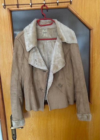 Kürklü Süet Bej Kadın Ceket - Görsel 2