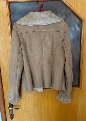 Kürklü Süet Bej Kadın Ceket - Görsel 4