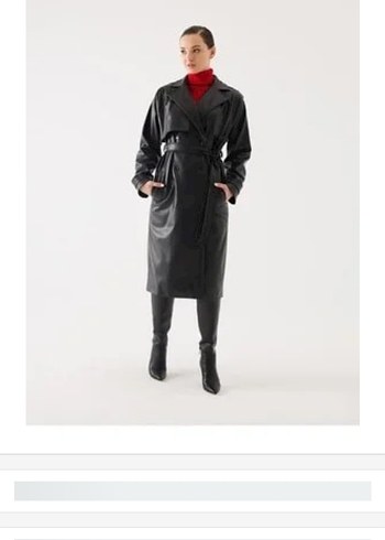 Deri uzun trençkot - Görsel 4
