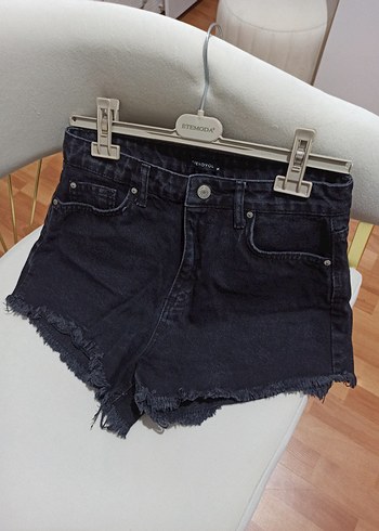 m Beden siyah Renk Loose Fit Siyah Mini Kot Şort