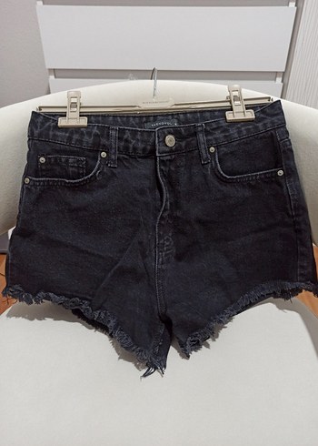 Loose Fit Siyah Mini Kot Şort