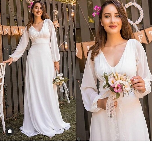 40 Beden beyaz Renk Beyaz nikah elbisesi