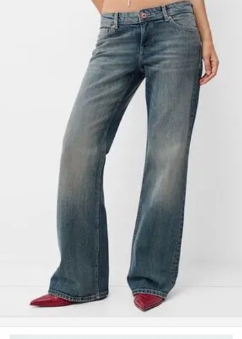 Bershka Yuksek Bel Mavi Denim Jean