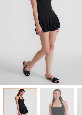 Diğer Siyah Mini Katmanli Elbise