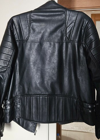 mavi deri ceket biker - Görsel 2