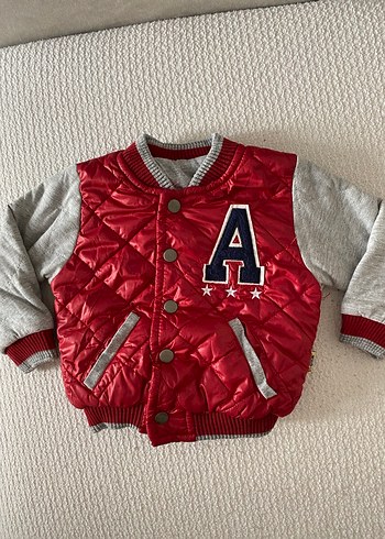 Düğmeli Kırmızı Gri Erkek Çocuk Ceket - Görsel 2