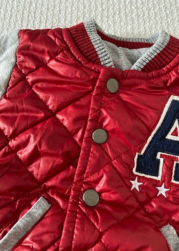 Düğmeli Kırmızı Gri Erkek Çocuk Ceket - Görsel 3