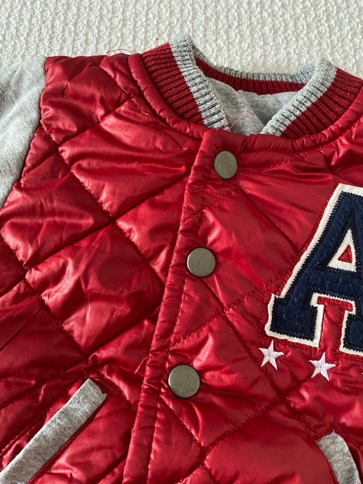 Düğmeli Kırmızı Gri Erkek Çocuk Ceket - Görsel 3