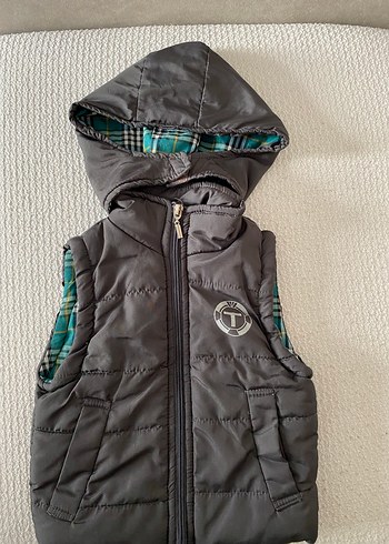 Erkek Çocuk Gri Fermuarlı Kapüşonlu Yelek - Görsel 2