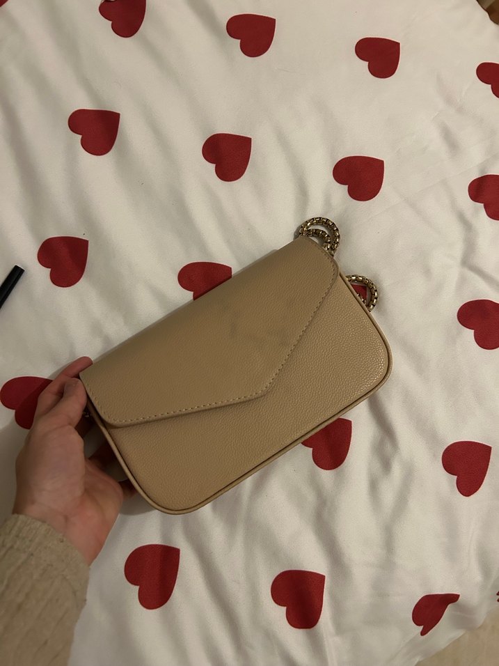 Bej Zincir Detaylı Kadın Deri Çanta - Görsel 2