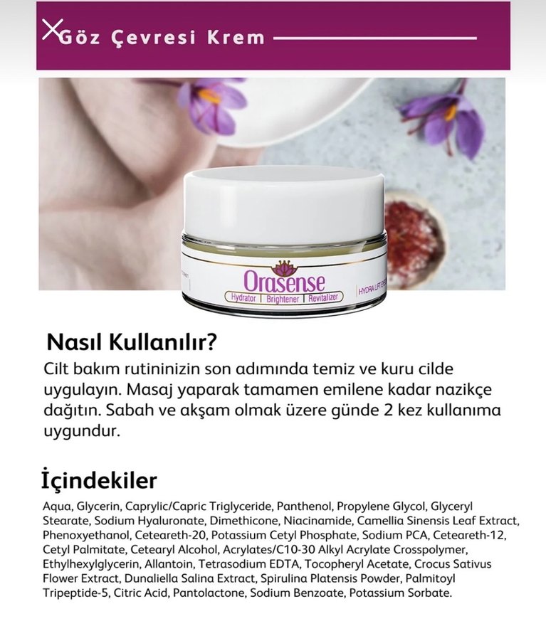 Orasense Aydınlatıcı ince Çizgi Karşıtı Göz Kremi 20ml - Görsel 2