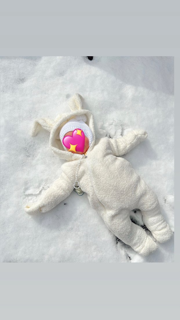 Beyaz Kapüşonlu Bebek Tulumu kışlık - Görsel 2