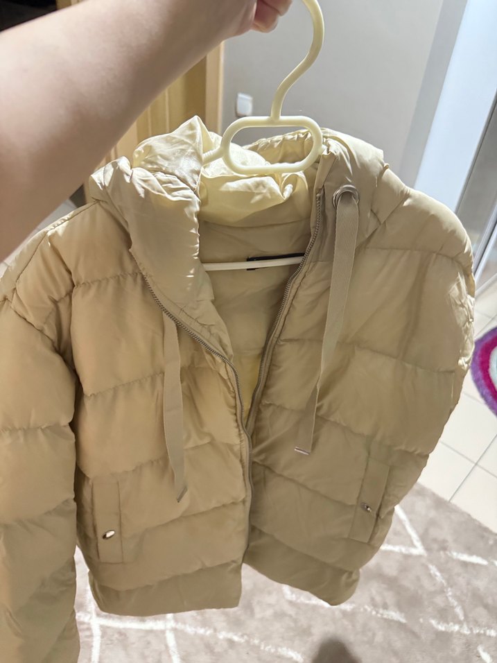 Bej Midi Kadın Şişme Mont - Görsel 2