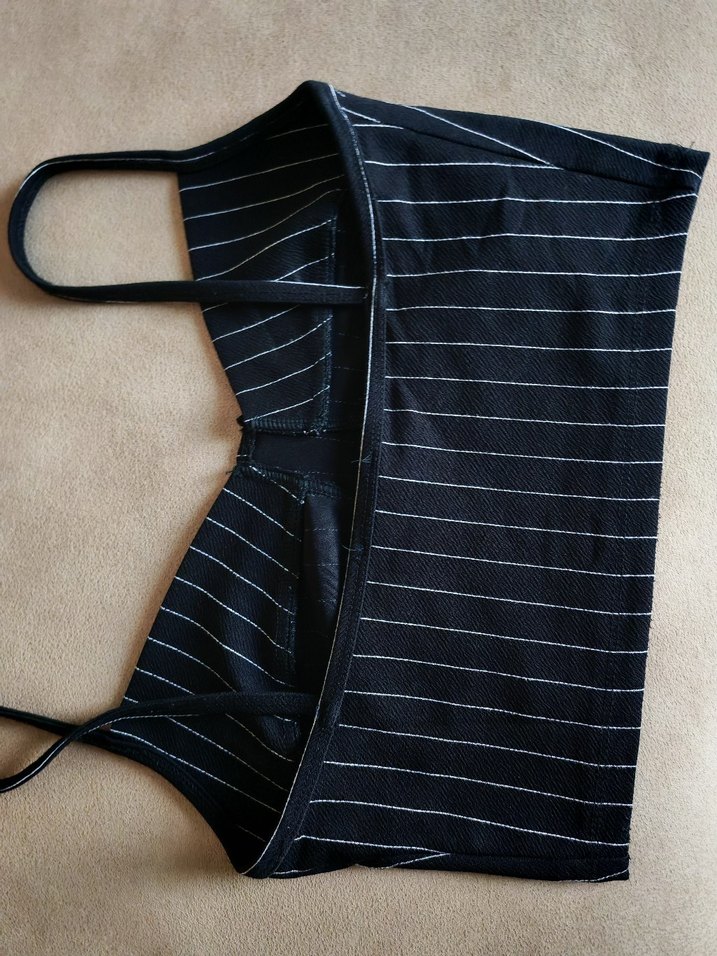 Çizgili Siyah Strappy Büstiyer - Görsel 2