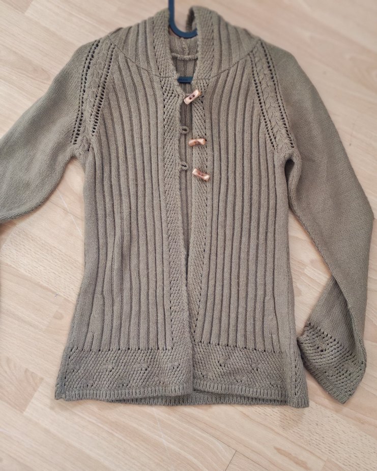 Kahverengi Midi Örgü Kadın Hırka - Görsel 3