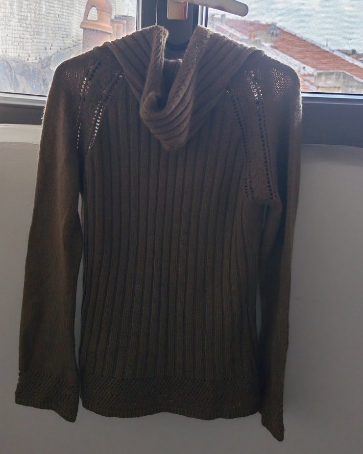 Kahverengi Midi Örgü Kadın Hırka - Görsel 2