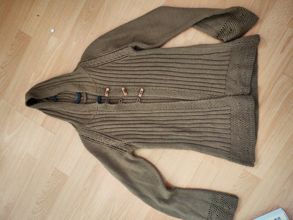 Kahverengi Midi Örgü Kadın Hırka - Görsel 5